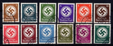 Michel Nr. 166 - 177, Dienstmarken für Behörden gestempelt.